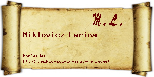 Miklovicz Larina névjegykártya